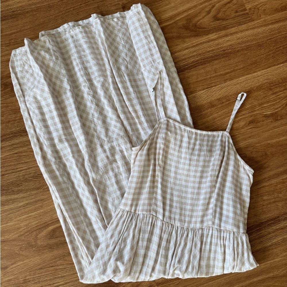 Japna Beige Checkered Dress